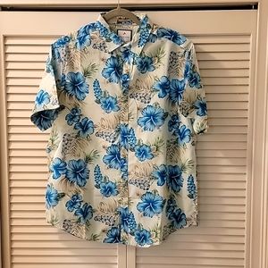 Demin & Flower tropical white short sleeve shirt
